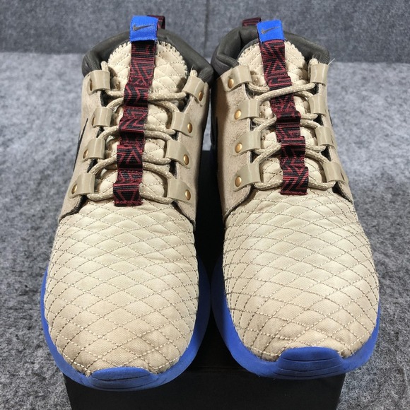 Nike Roshe Run Mid Sneaker Boot Shoes Mens Size 9.5 Beige Blue Suede 615601-200 - Picture 4 of 16